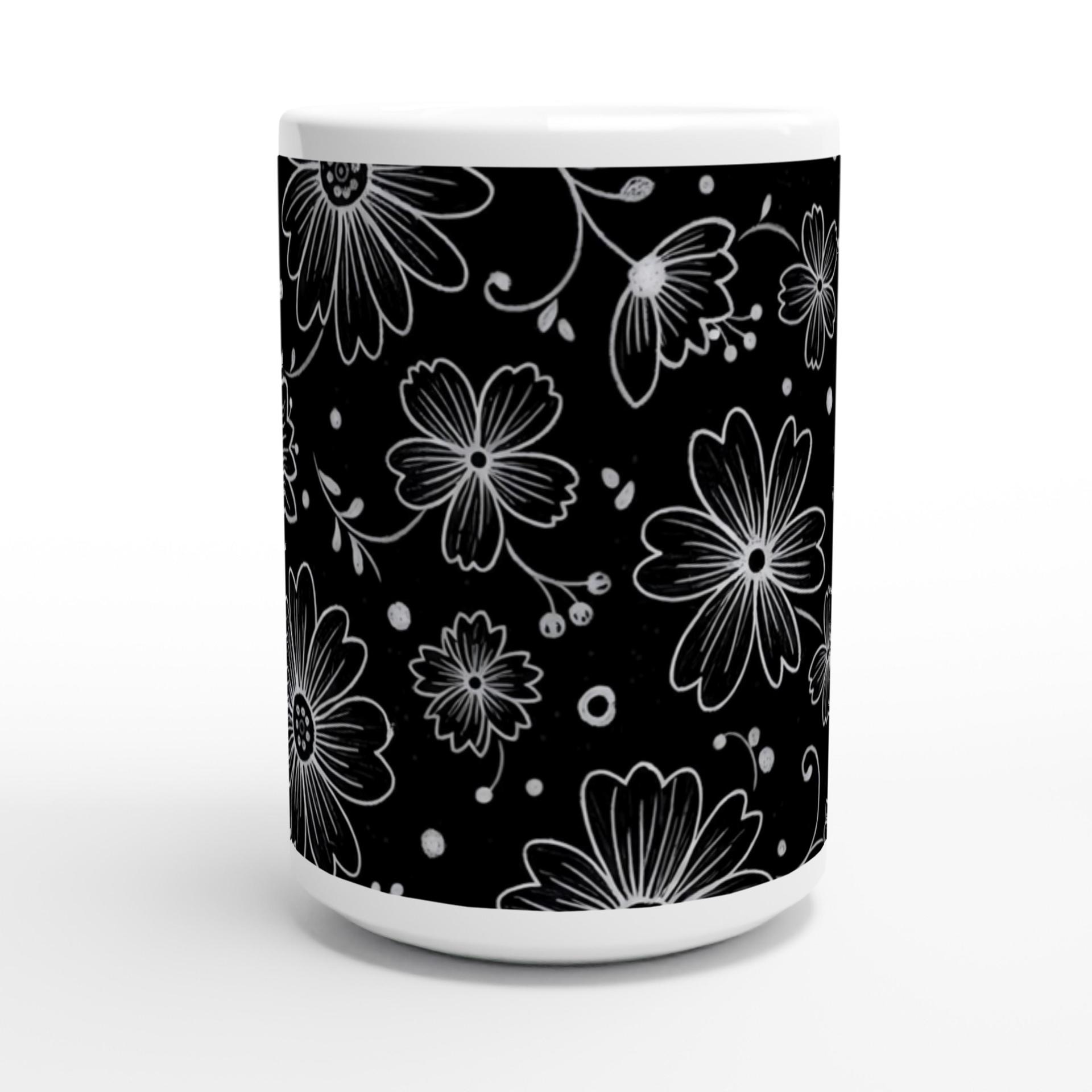 Set of Big Mugs, Floral Cup Set, Large 15 oz Matching Cups