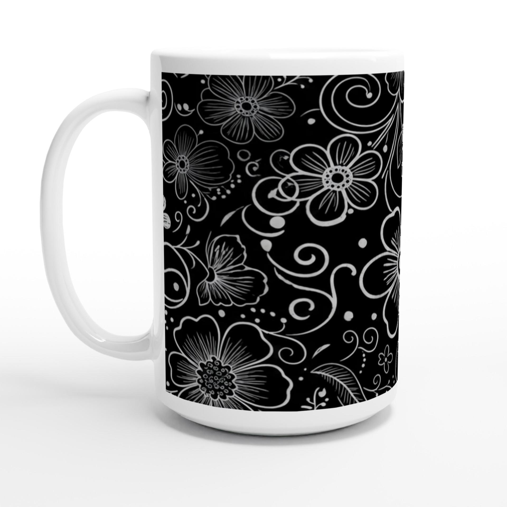 Set of Big Mugs, Floral Cup Set, Large 15 oz Matching Cups