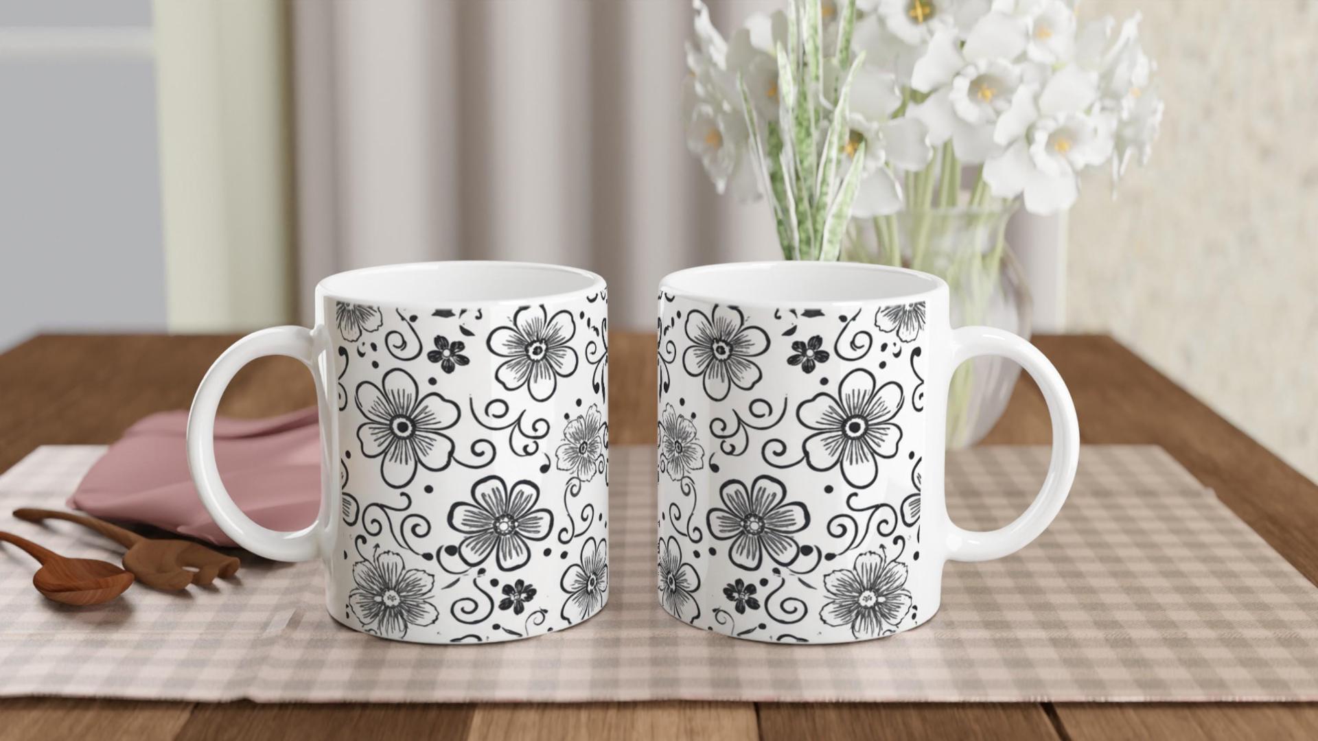Floral Cups -  Large and Small Ceramic Mug