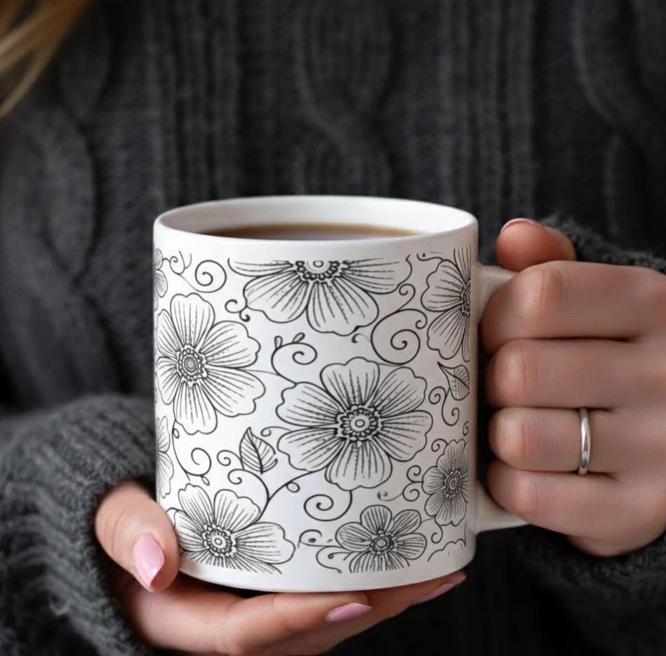 Floral Cups -  Large and Small Ceramic Mug