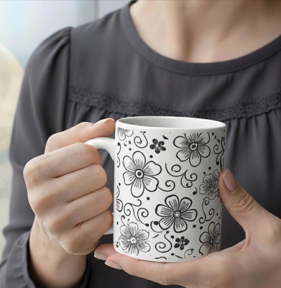 Floral Cups -  Large and Small Ceramic Mug