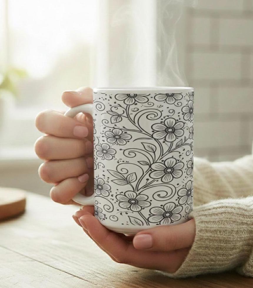 Floral Cups -  Large and Small Ceramic Mug
