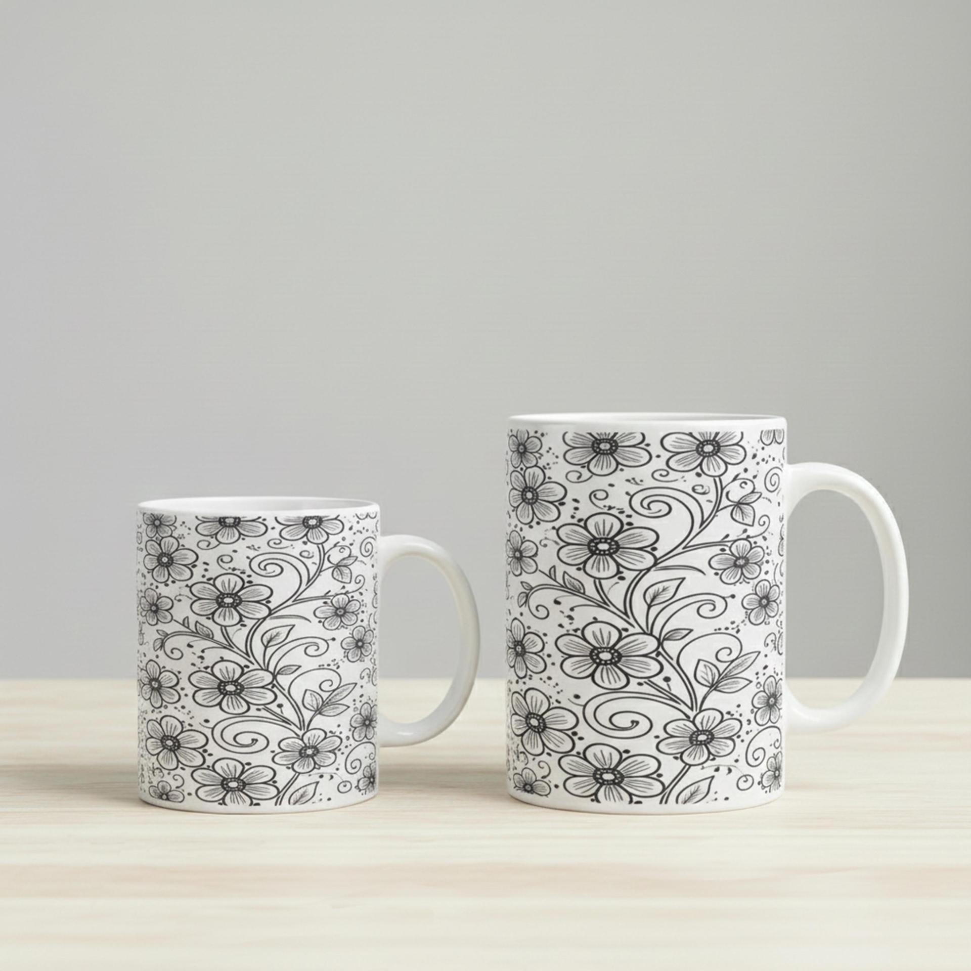 Floral Cups -  Large and Small Ceramic Mug