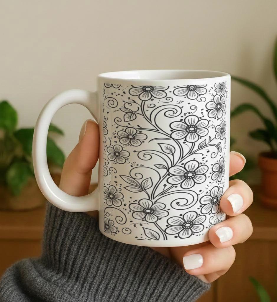 Floral Cups -  Large and Small Ceramic Mug