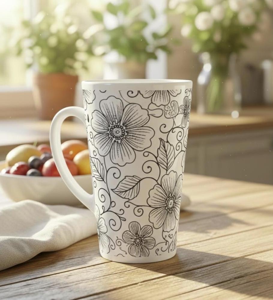 Latte 17oz Ceramic Mug - Coffee or Tea Cup, Extra Tall