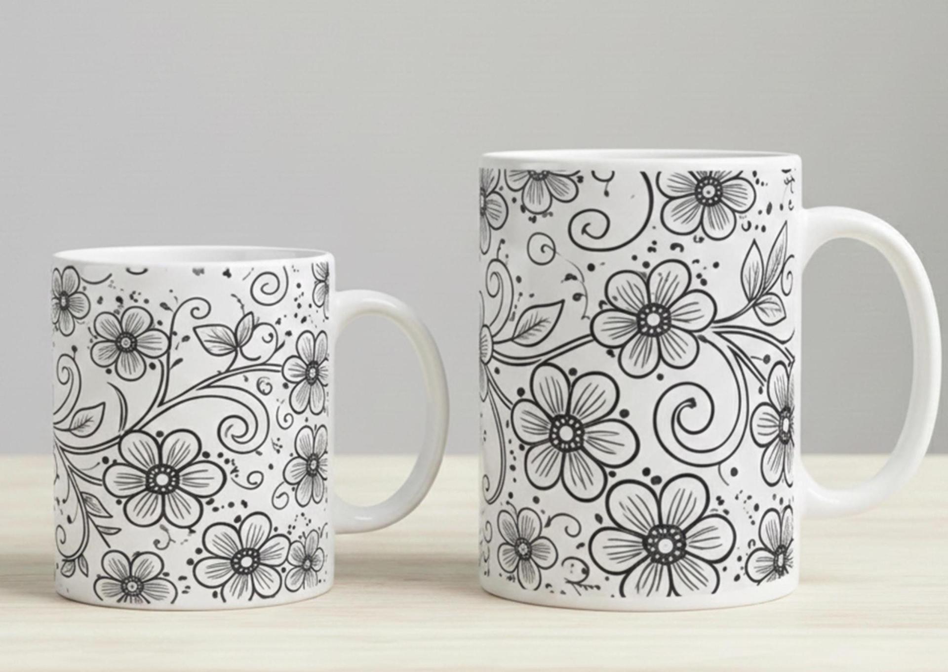 Floral Cups -  Large and Small Ceramic Mug