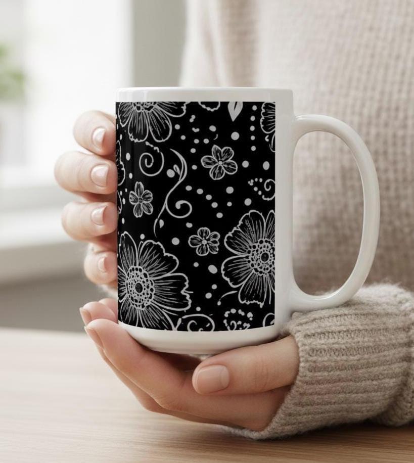 Floral Cups -  Large and Small Ceramic Mugs