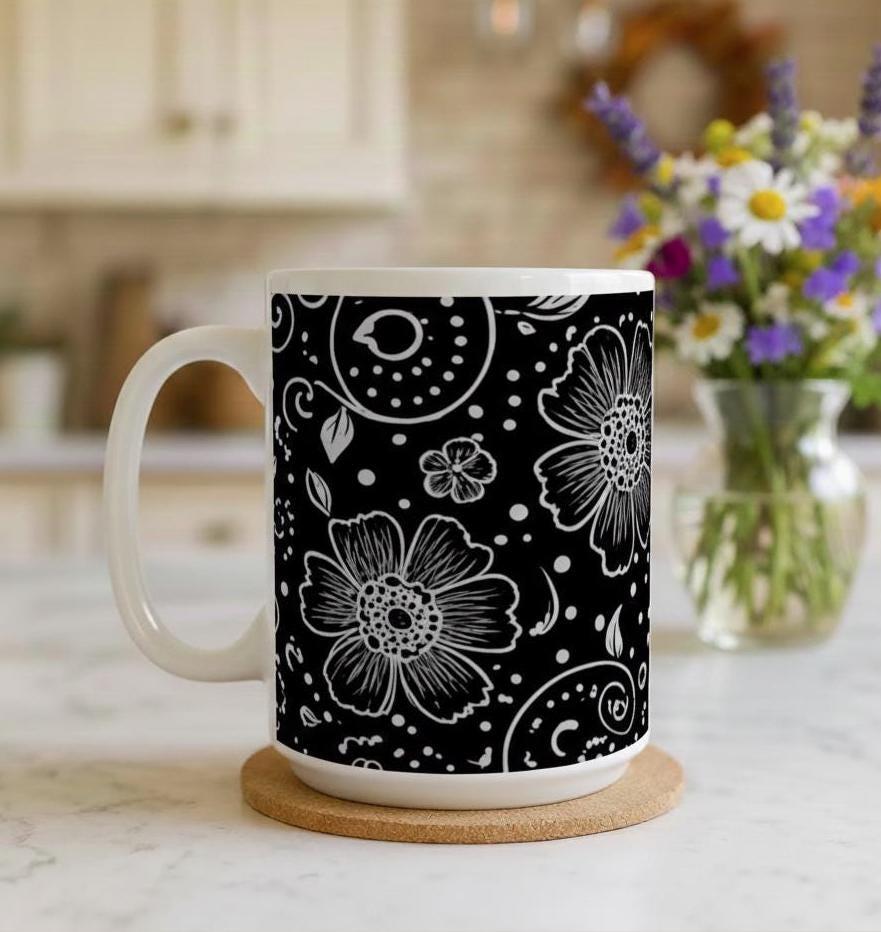 Floral Cups -  Large and Small Ceramic Mugs