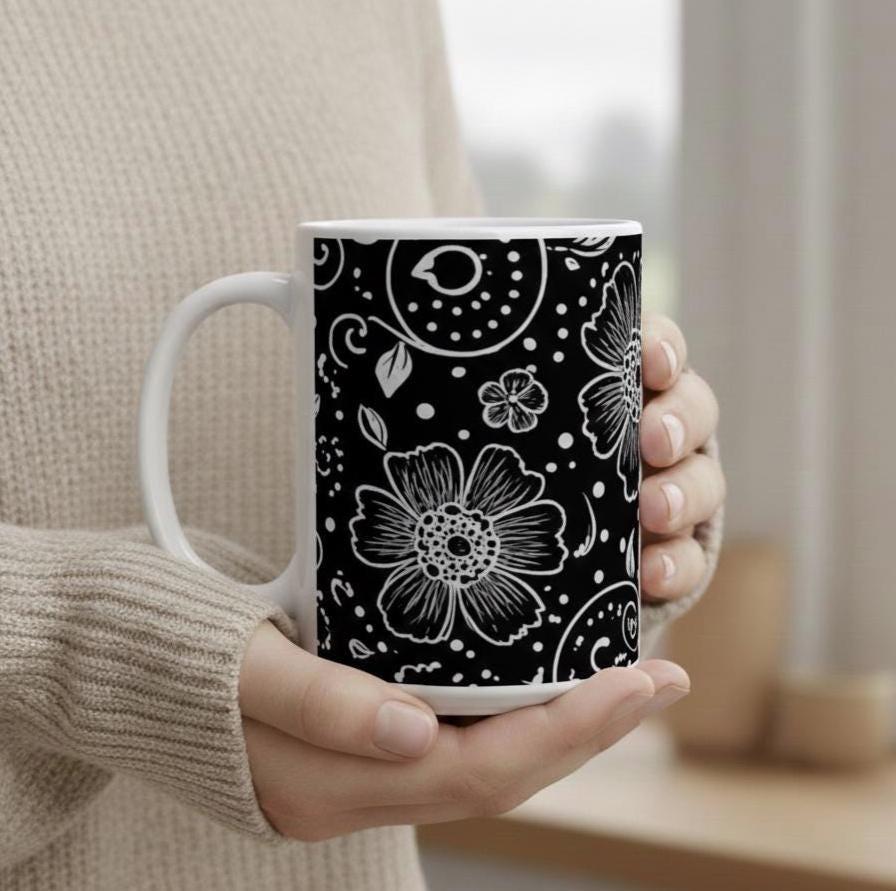 Floral Cups -  Large and Small Ceramic Mugs