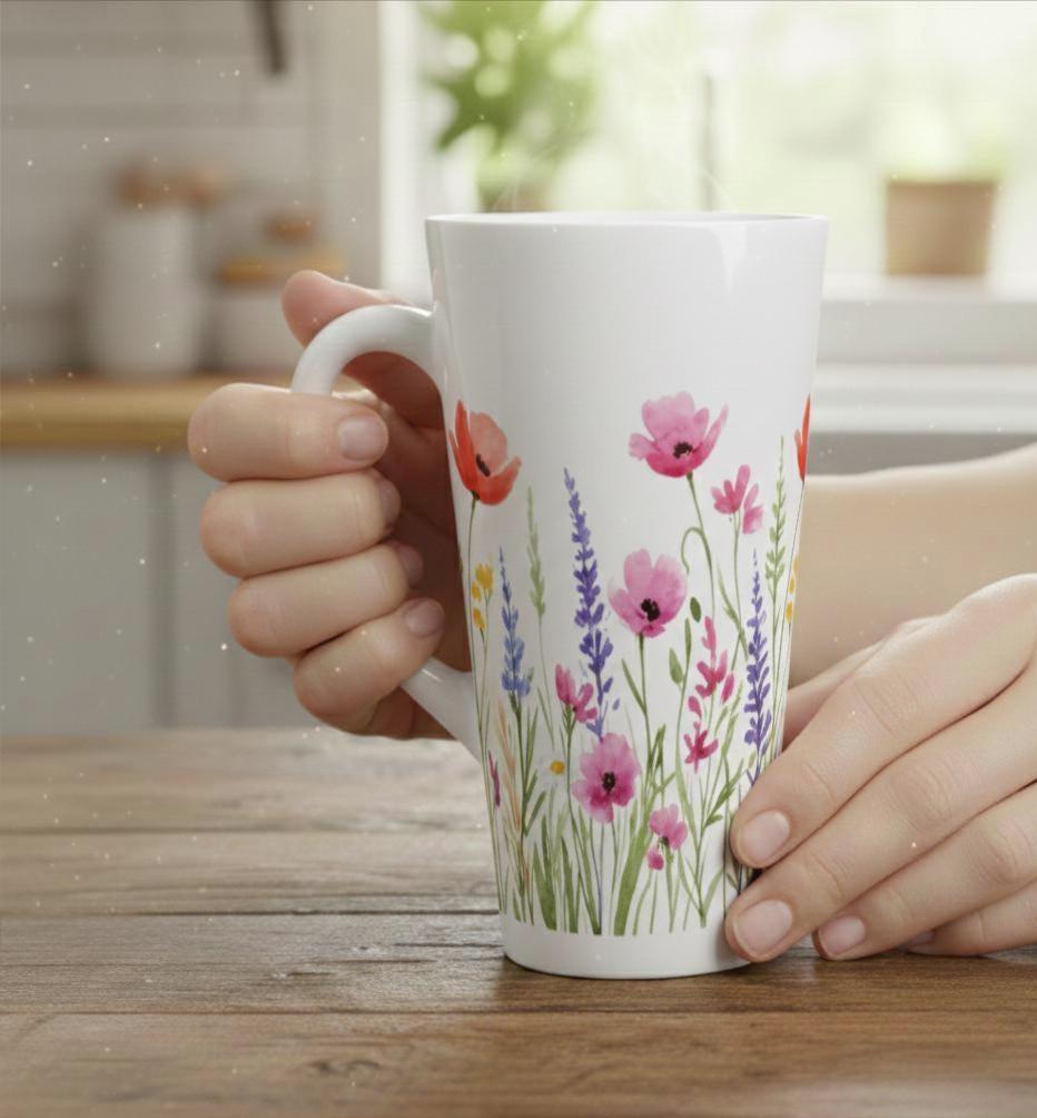 Latte 17oz Ceramic Mug - Coffee or Tea Cup, Extra Tall