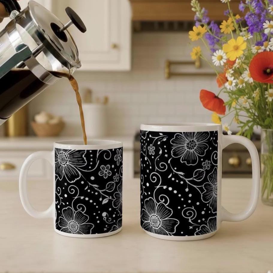 Floral Cups -  Large and Small Ceramic Mugs