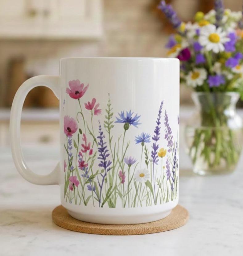 Floral Cups -  Large and Small Ceramic Mugs