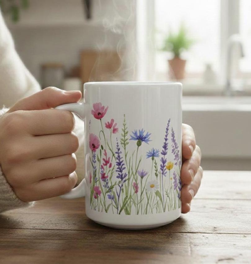 Floral Cups -  Large and Small Ceramic Mugs