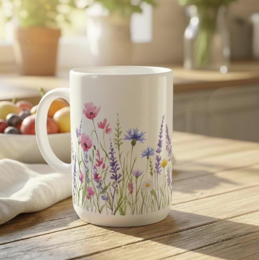 Floral Cups -  Large and Small Ceramic Mugs