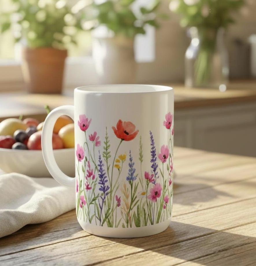 Floral Cups -  Large and Small Ceramic Mugs