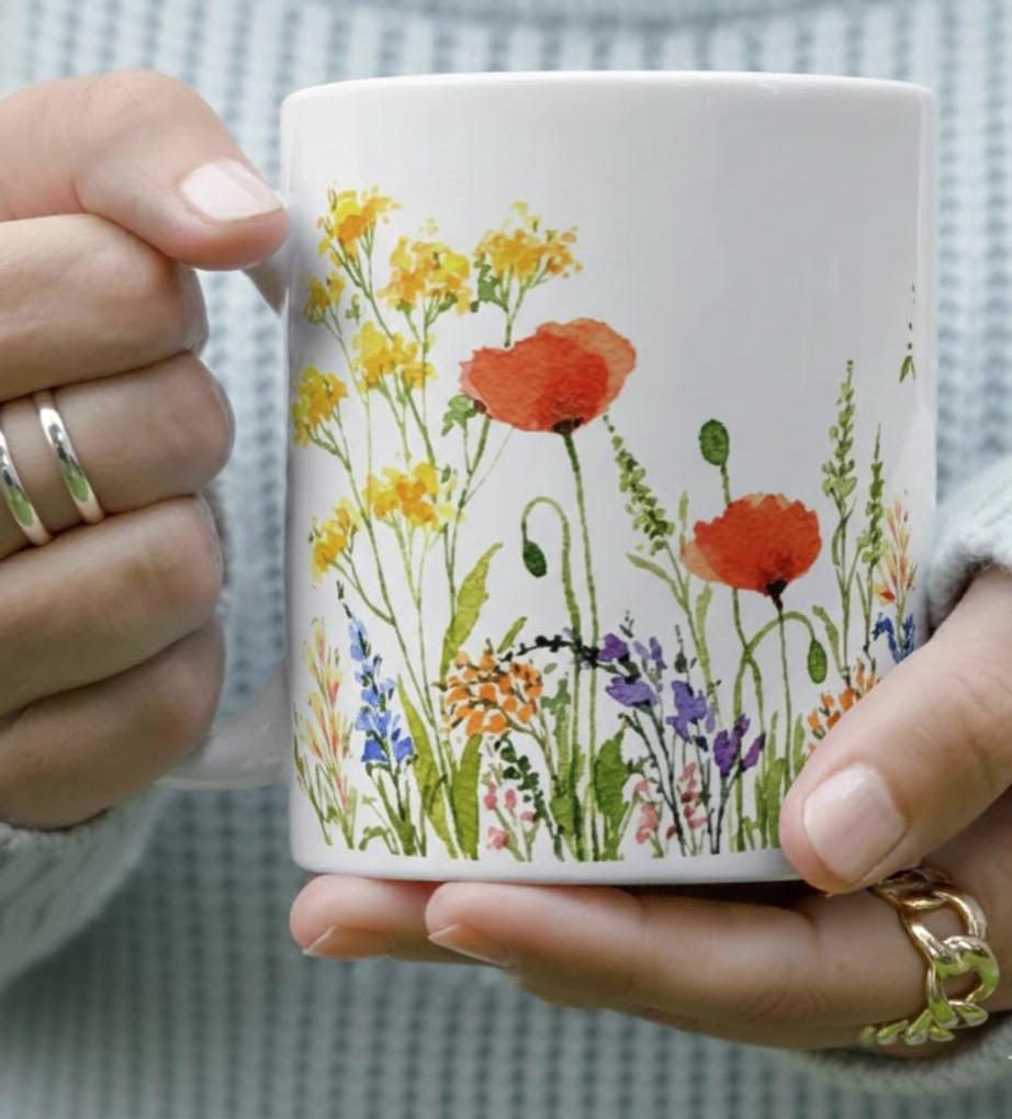 Floral Cups -  Large and Small Ceramic Mugs