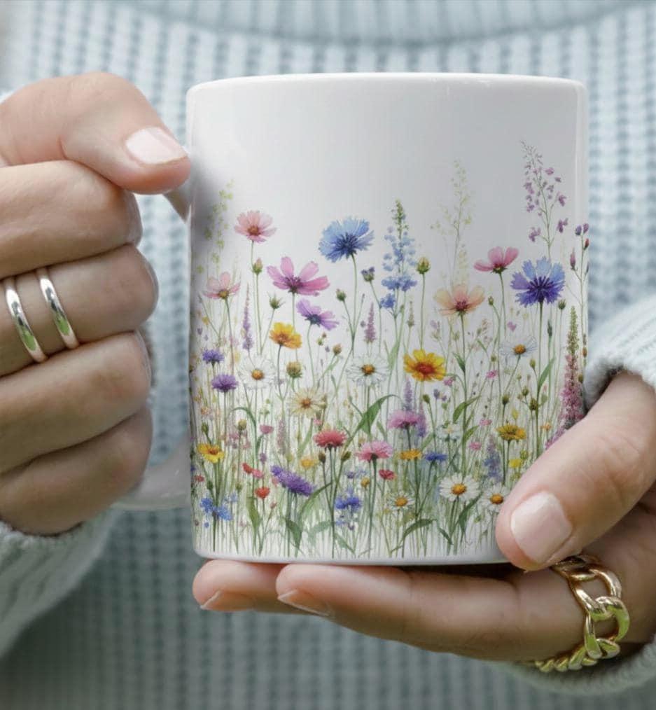 Floral Cups -  Large and Small Ceramic Mugs