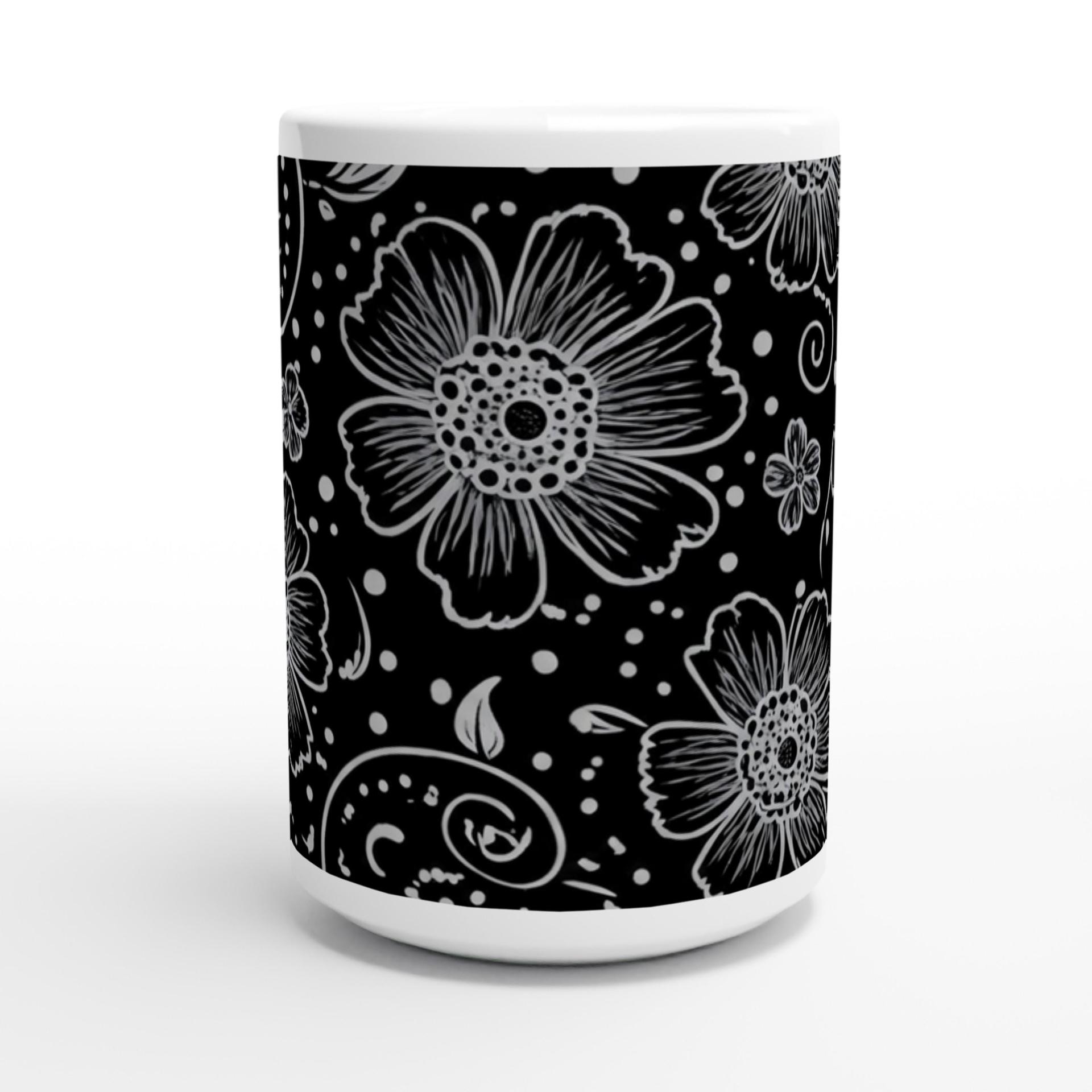 Set of Big Mugs, Floral Cup Set, Large 15 oz Matching Cups