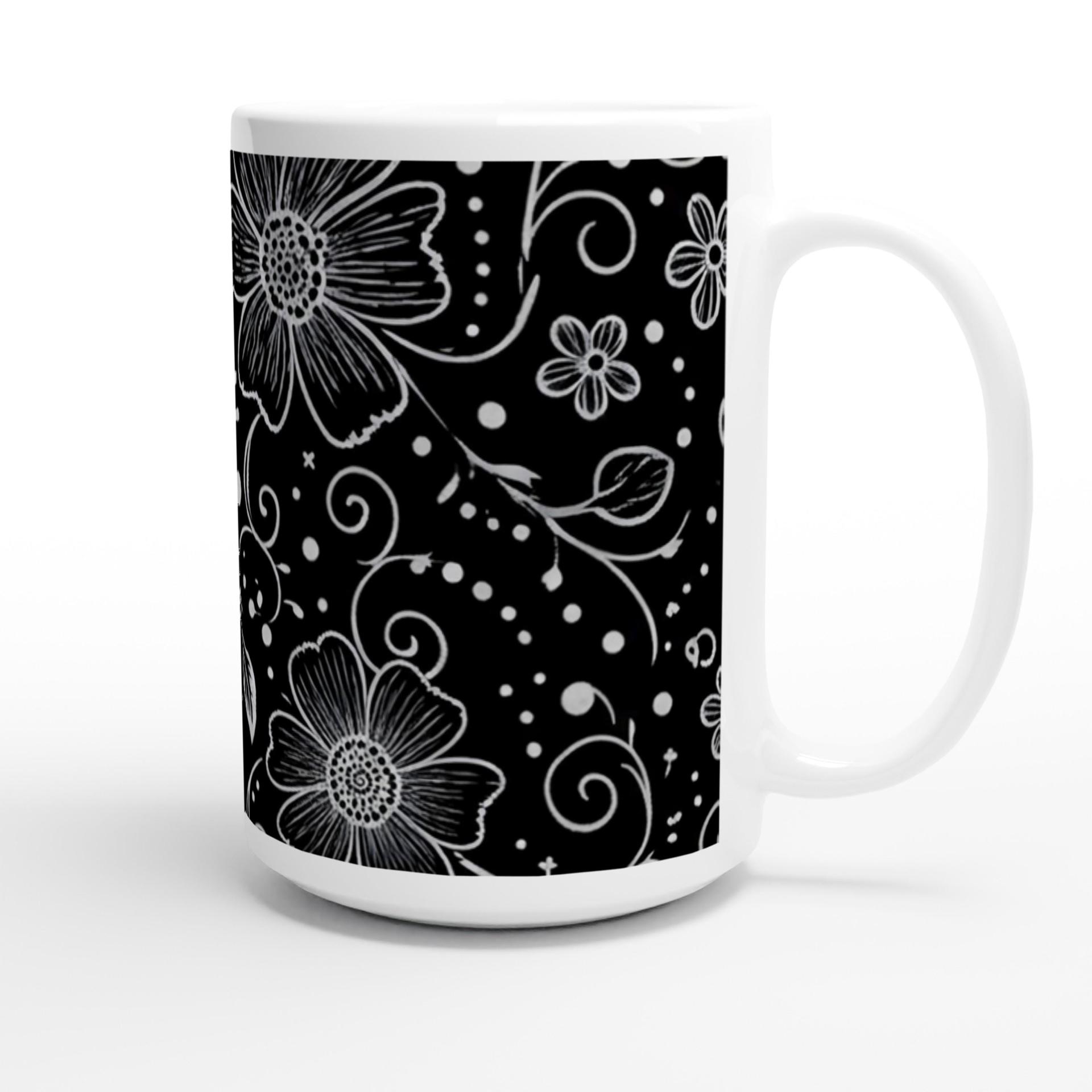 Set of Big Mugs, Floral Cup Set, Large 15 oz Matching Cups
