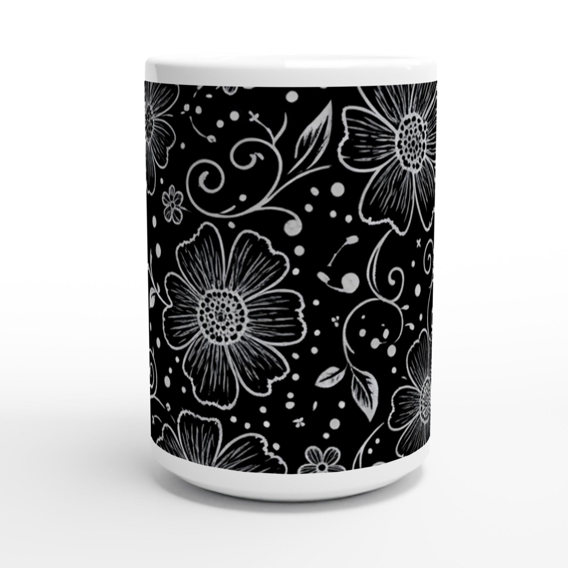 Set of Big Mugs, Floral Cup Set, Large 15 oz Matching Cups