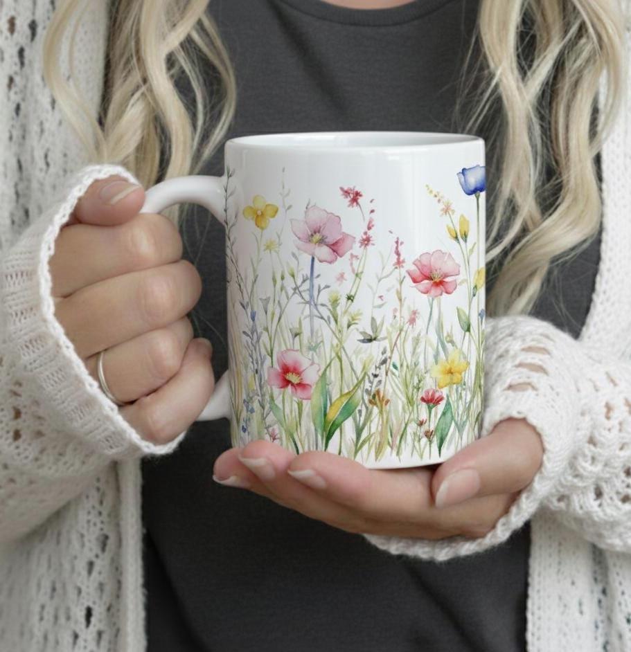 Floral Cups -  Large and Small Ceramic Mugs