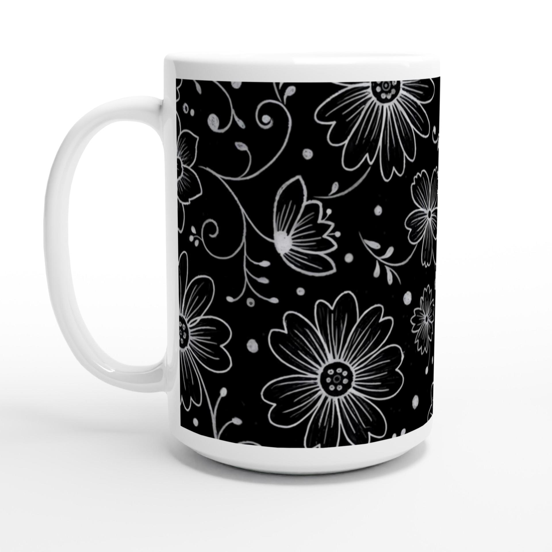 Set of Big Mugs, Floral Cup Set, Large 15 oz Matching Cups