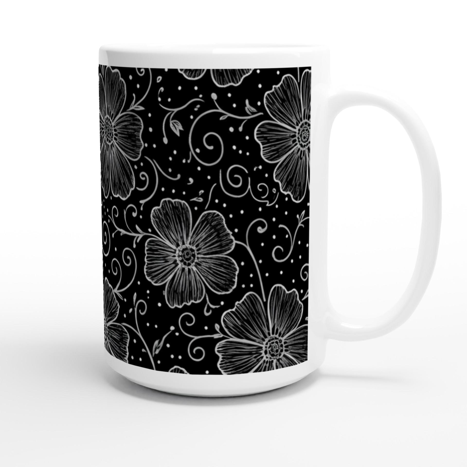 Set of Big Mugs, Floral Cup Set, Large 15 oz Matching Cups
