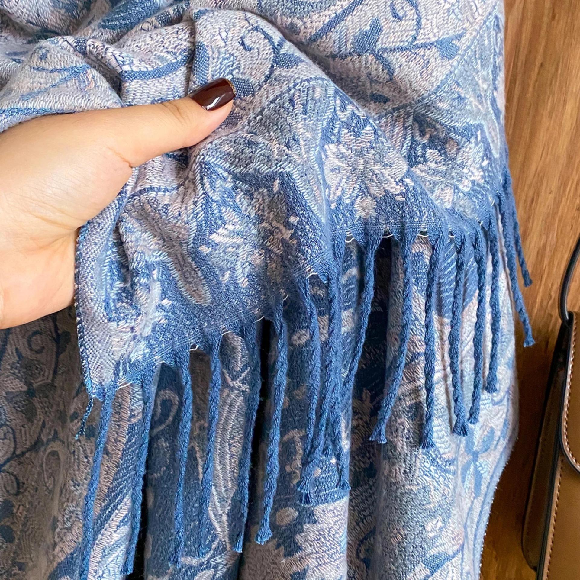 Reversible Soft Pashmina Shawl & Scarf for Women, Jacquard Brocade, Shawl, Sarong or Head Wraps