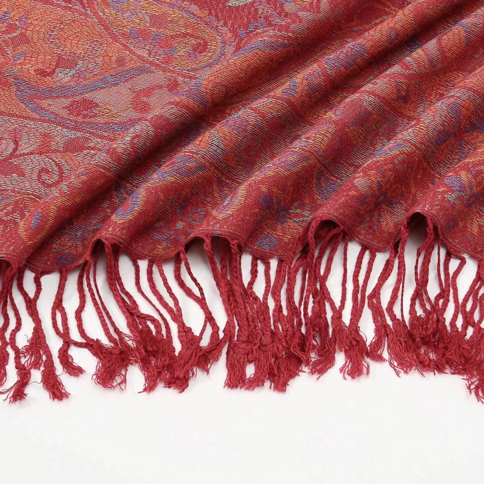Reversible Soft Pashmina Shawl & Scarf for Women, Jacquard Brocade, Shawl, Sarong or Head Wraps