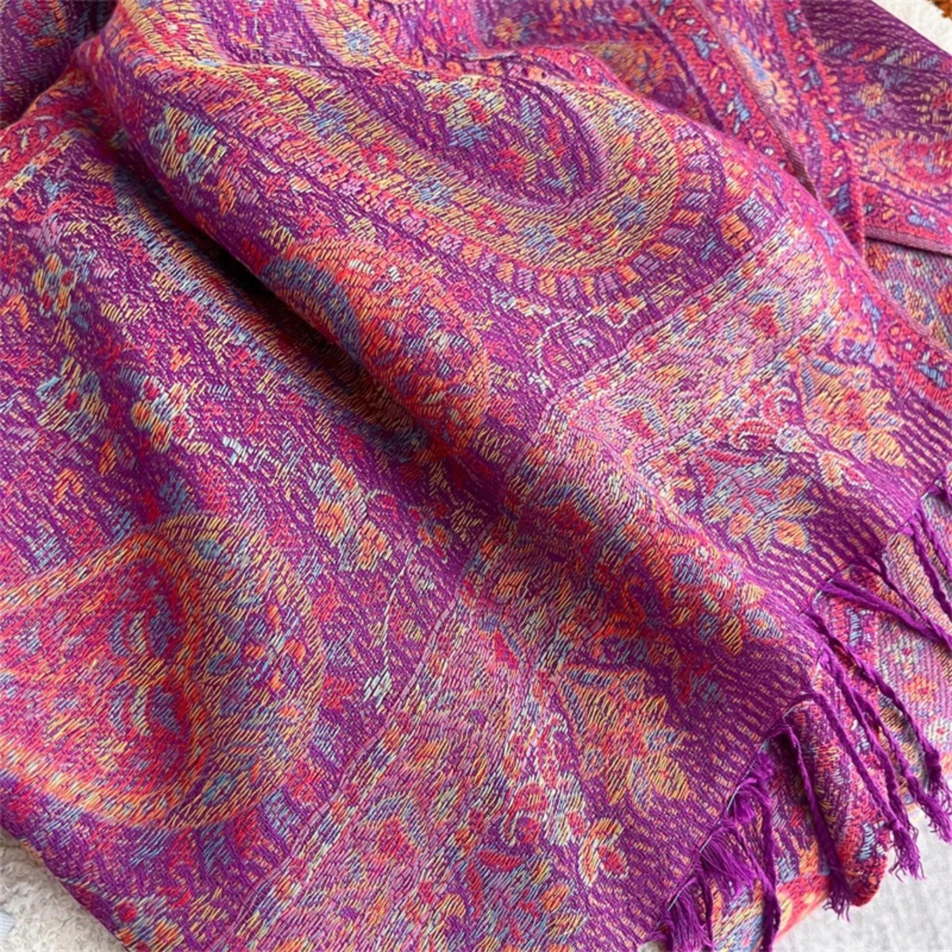 Reversible Soft Pashmina Shawl & Scarf for Women, Jacquard Brocade, Shawl, Sarong or Head Wraps