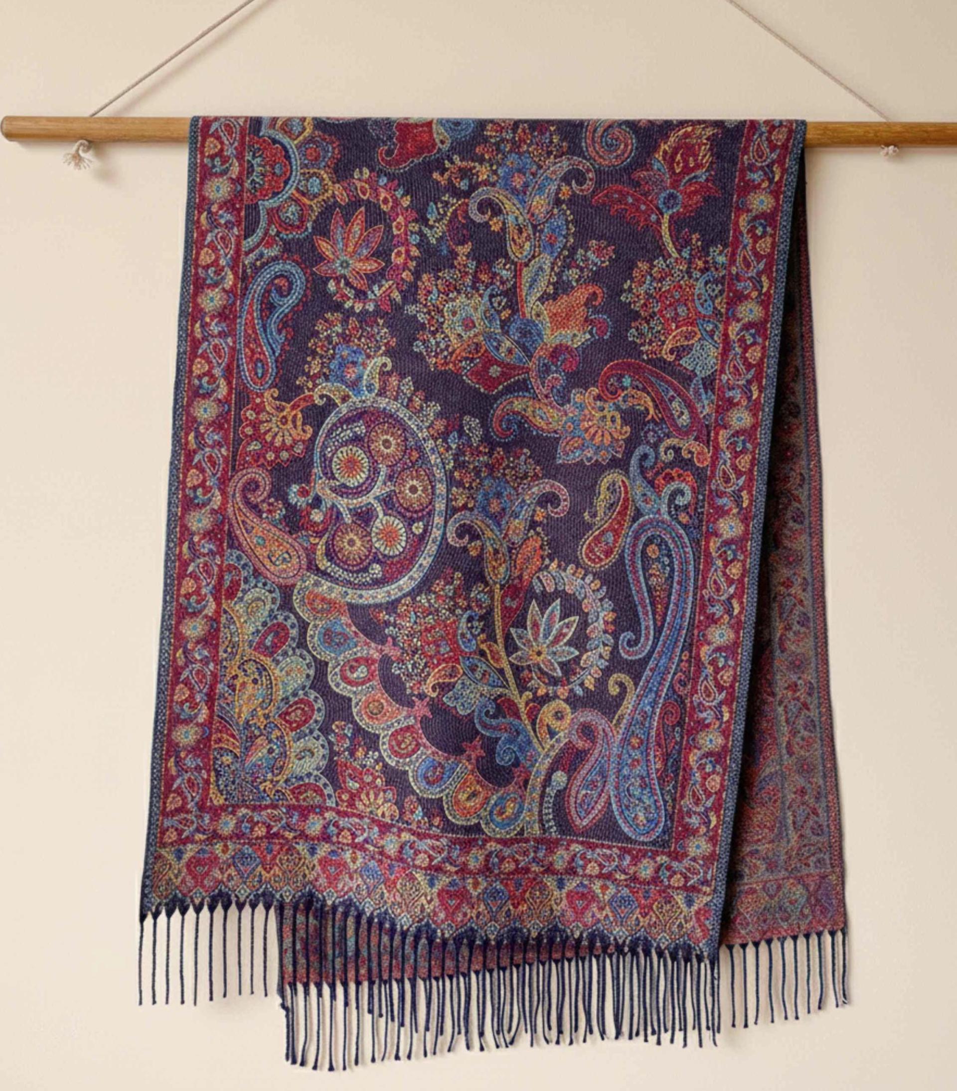 Soft Pashmina Shawl & Scarf for Women, Jacquard Brocade, Shawl, Sarong or Head Wraps