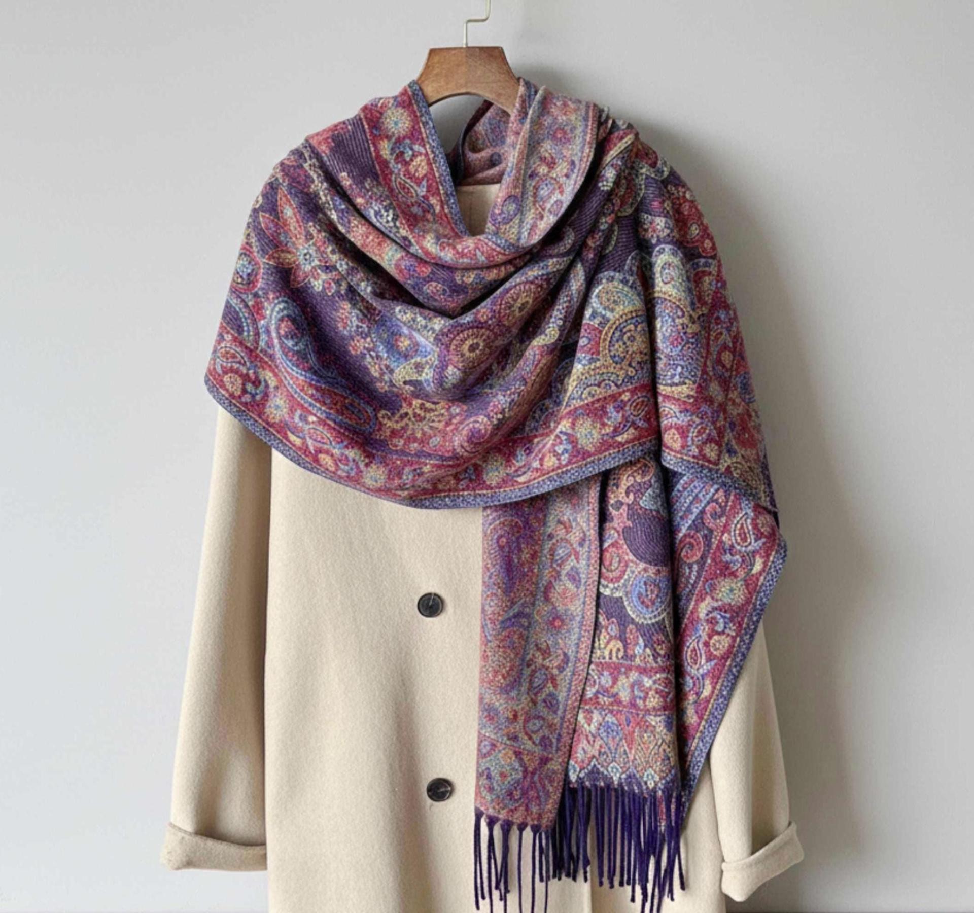 Soft Pashmina Shawl & Scarf for Women, Jacquard Brocade, Shawl, Sarong or Head Wraps