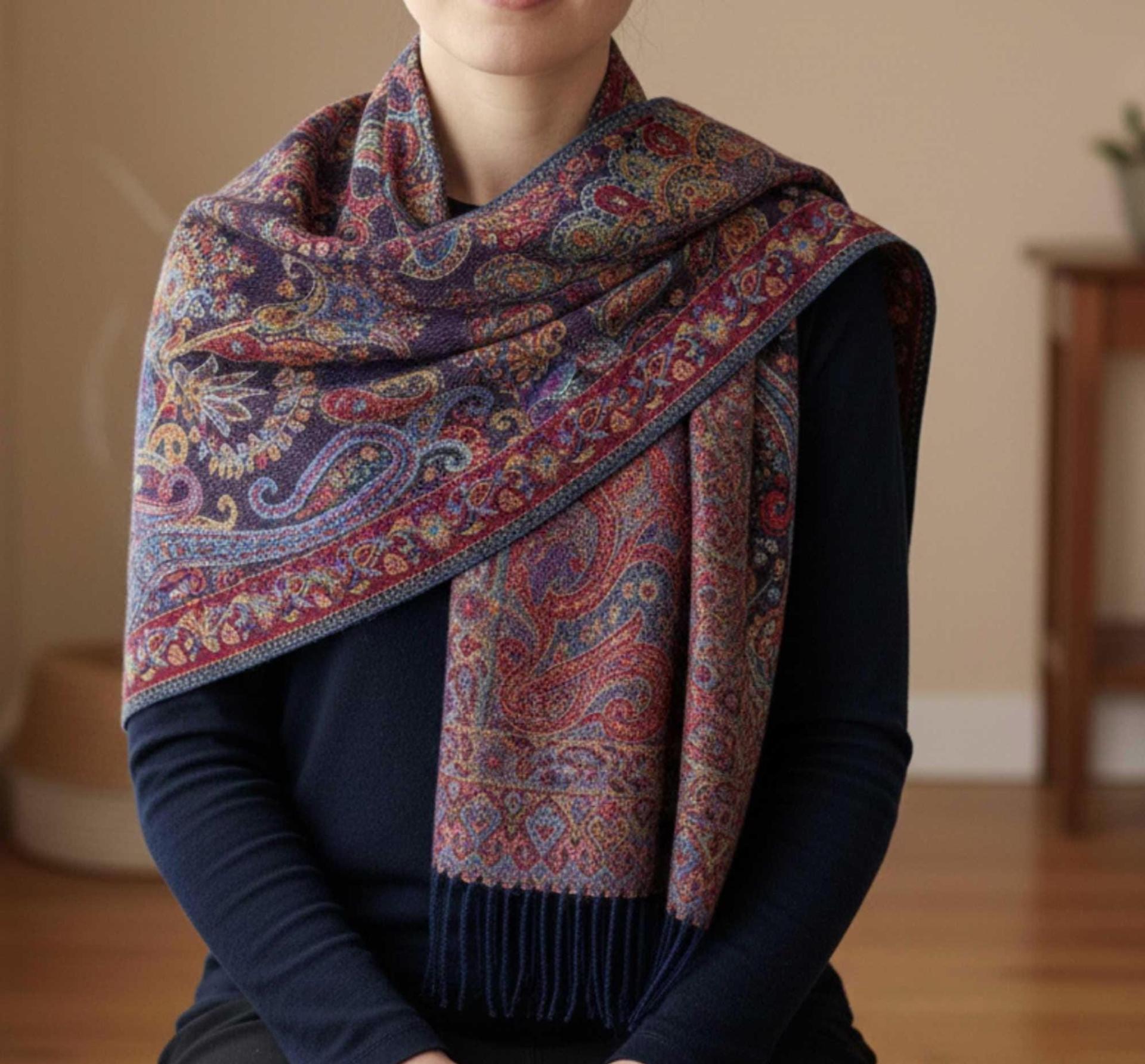 Soft Pashmina Shawl & Scarf for Women, Jacquard Brocade, Shawl, Sarong or Head Wraps