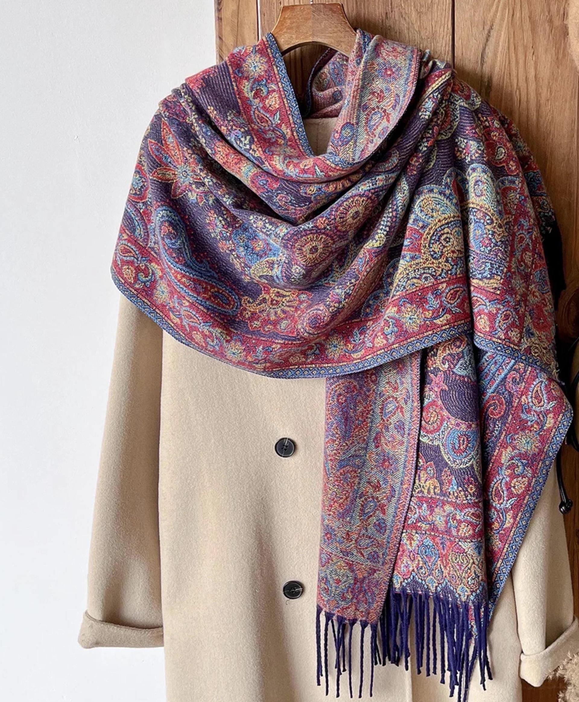 Soft Pashmina Shawl & Scarf for Women, Jacquard Brocade, Shawl, Sarong or Head Wraps