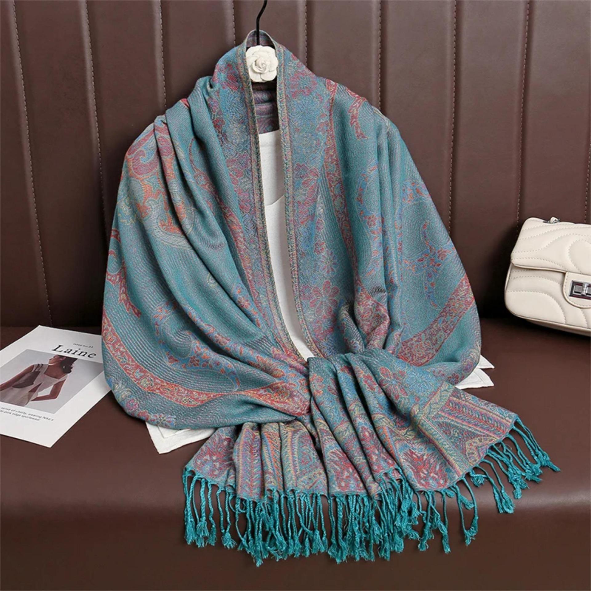Soft Pashmina Shawl & Scarf for Women, Jacquard Brocade, Shawl, Sarong or Head Wraps