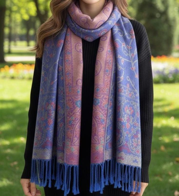 Soft Pashmina Shawl & Scarf for Women, Jacquard Brocade, Shawl, Sarong or Head Wraps