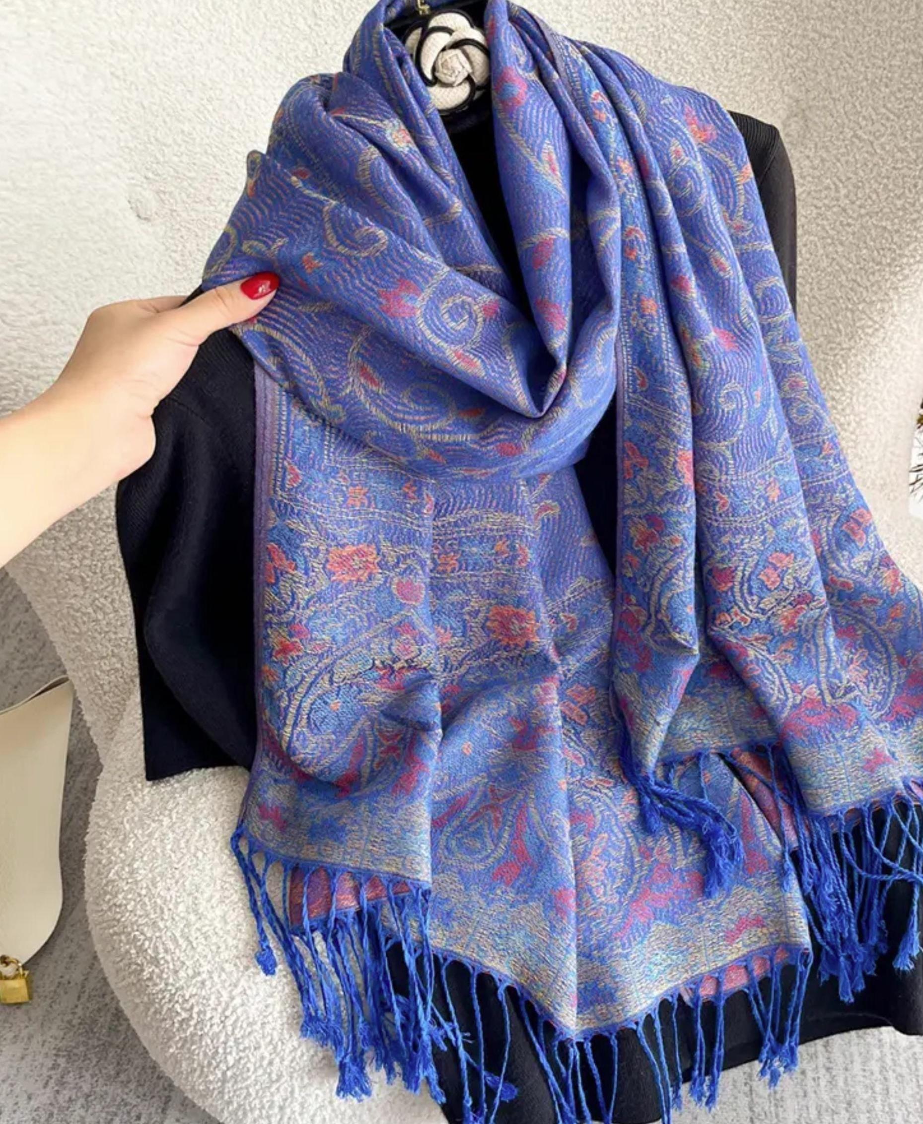 Soft Pashmina Shawl & Scarf for Women, Jacquard Brocade, Shawl, Sarong or Head Wraps