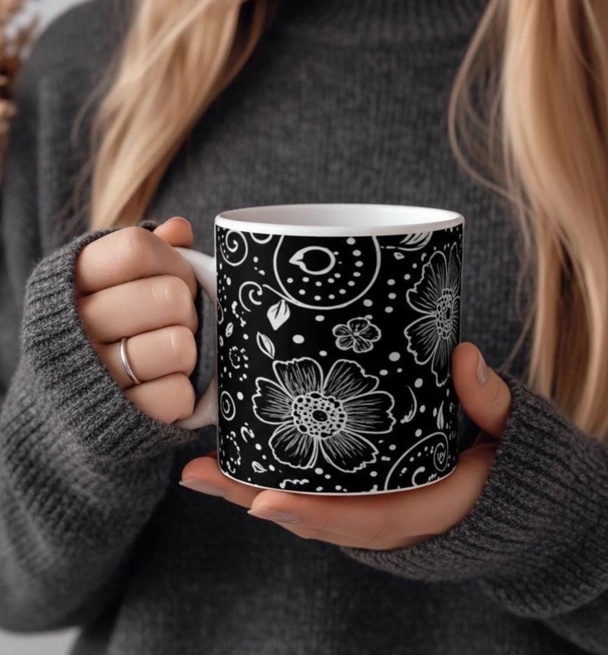 Floral Cups -  Large and Small Ceramic Mugs