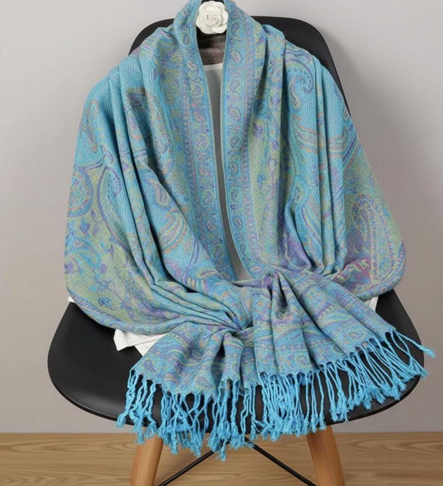 Soft Pashmina Shawl & Scarf for Women, Jacquard Brocade, Shawl, Sarong or Head Wraps