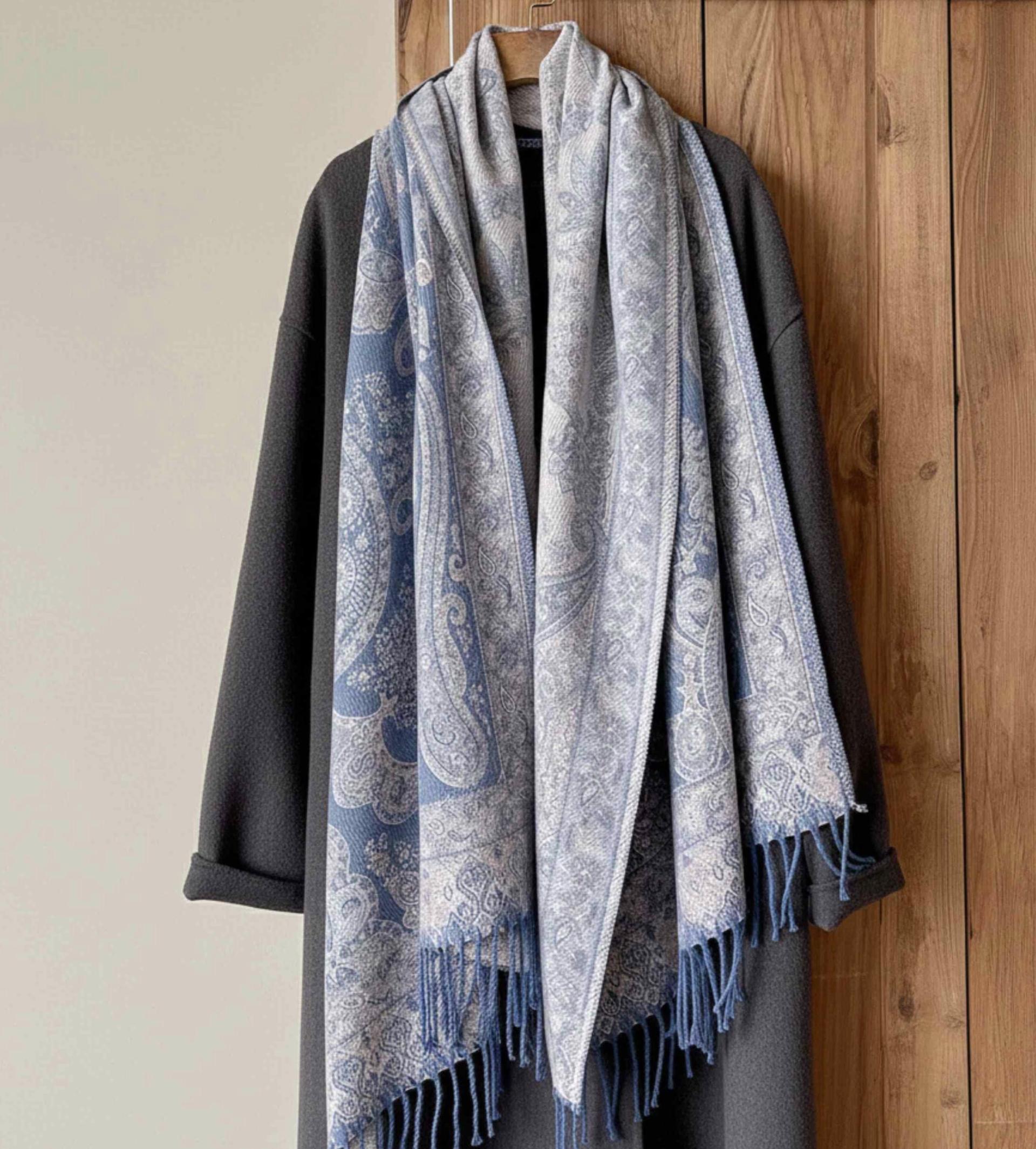 Reversible Soft Pashmina Shawl & Scarf for Women, Jacquard Brocade, Shawl, Sarong or Head Wraps