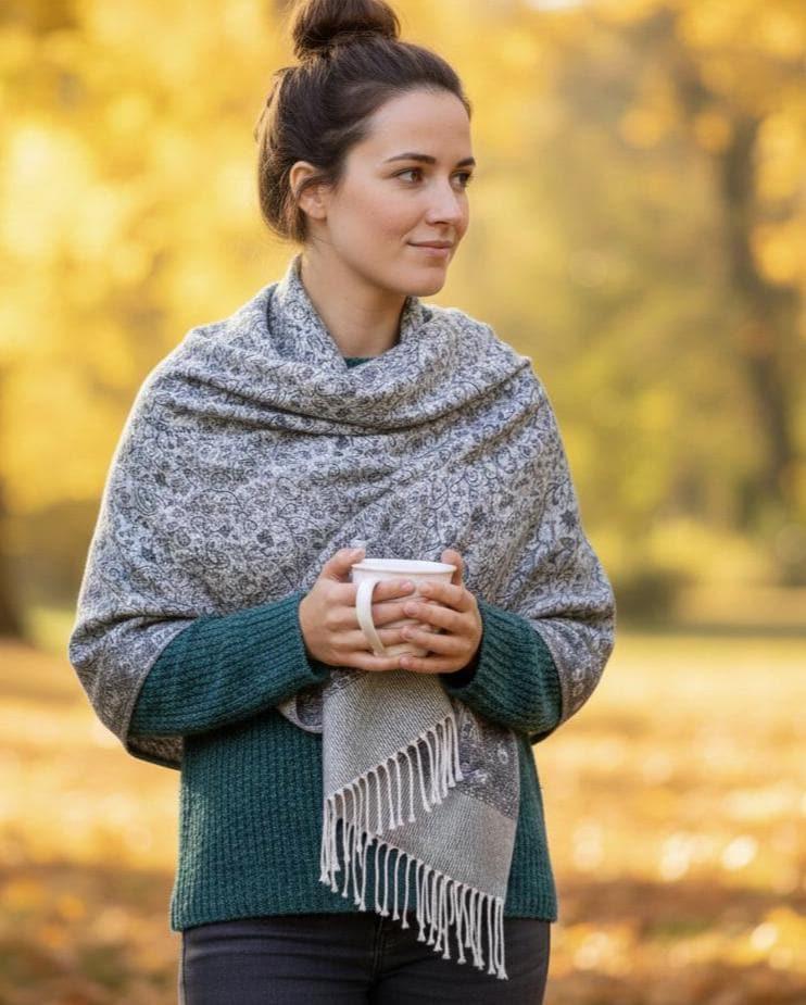 Soft Pashmina Shawl & Scarf for Women, Jacquard Brocade, Shawl, Sarong or Head Wraps