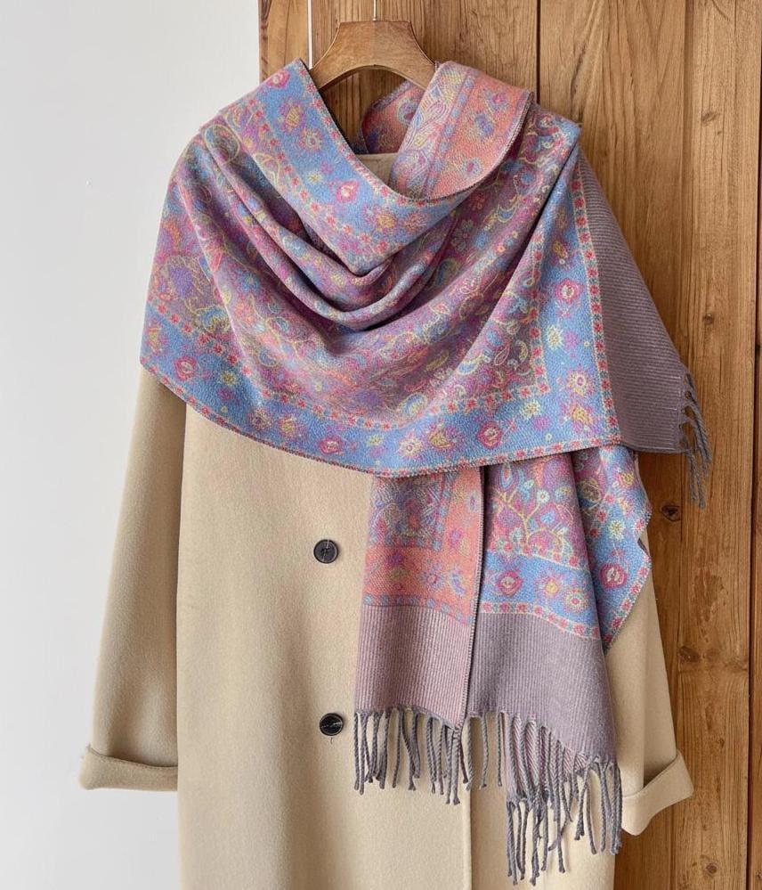 Reversible Soft Pashmina Shawl & Scarf for Women, Jacquard Brocade, Shawl, Sarong or Head Wraps