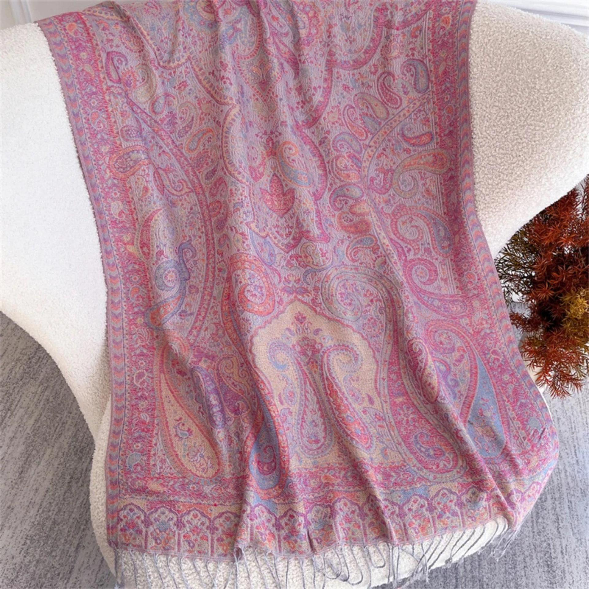 Soft Pashmina Shawl & Scarf for Women, Jacquard Brocade, Shawl, Sarong or Head Wraps