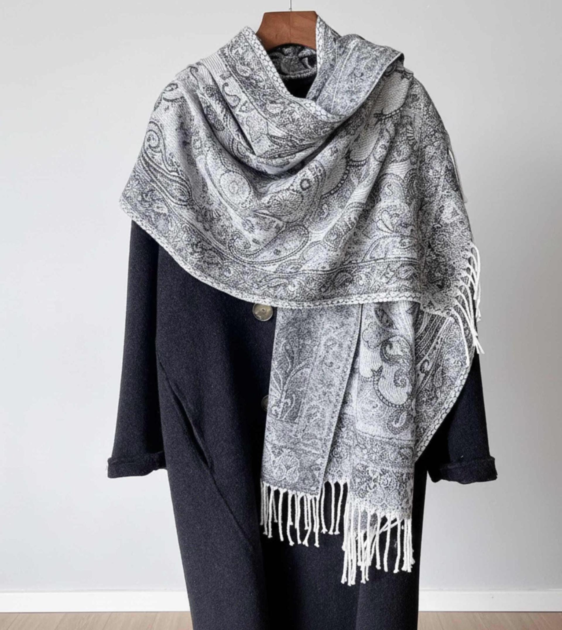 Soft Pashmina Shawl & Scarf for Women, Jacquard Brocade, Shawl, Sarong or Head Wraps