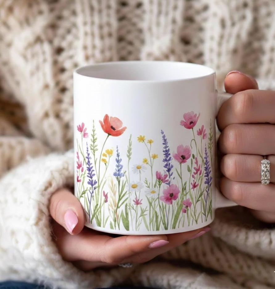 Floral Cups -  Large and Small Ceramic Mugs