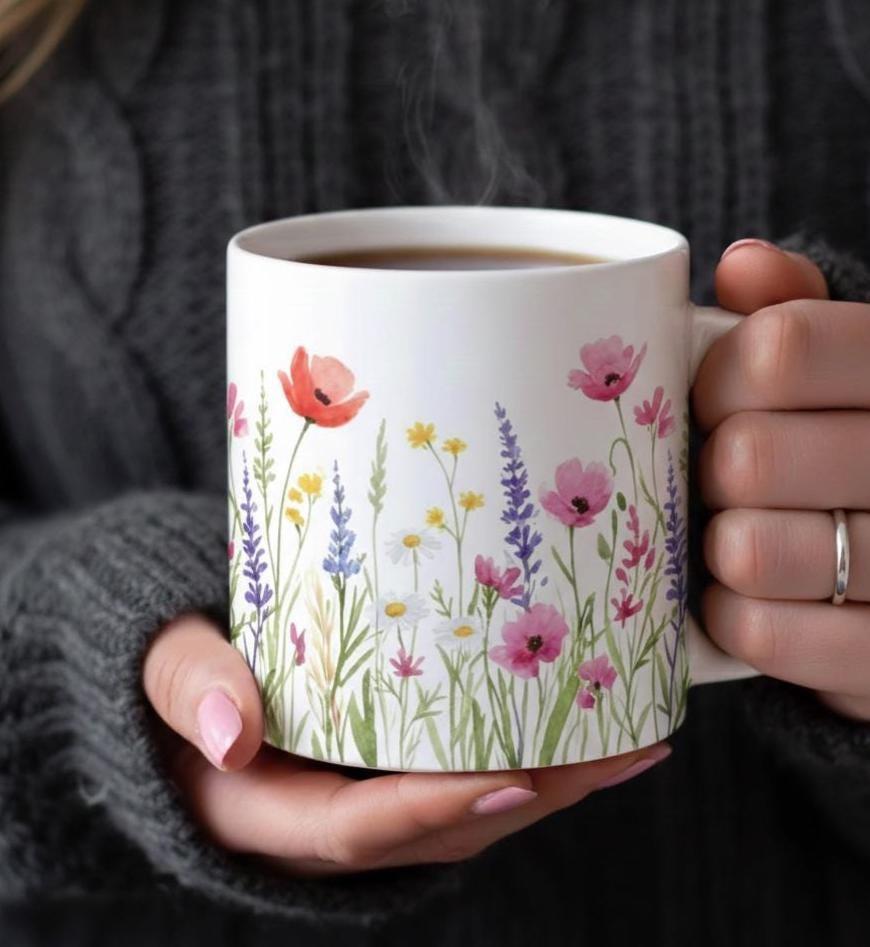 Floral Cups -  Large and Small Ceramic Mugs