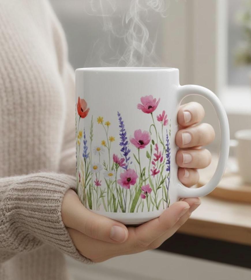 Floral Cups -  Large and Small Ceramic Mugs