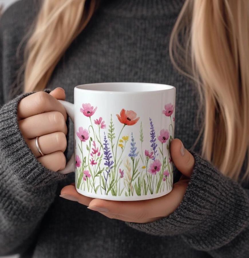 Floral Cups -  Large and Small Ceramic Mugs