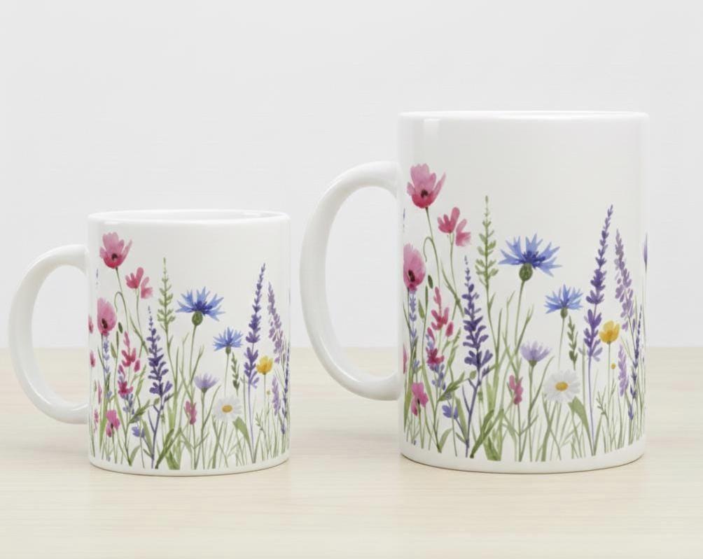 Floral Cups -  Large and Small Ceramic Mugs