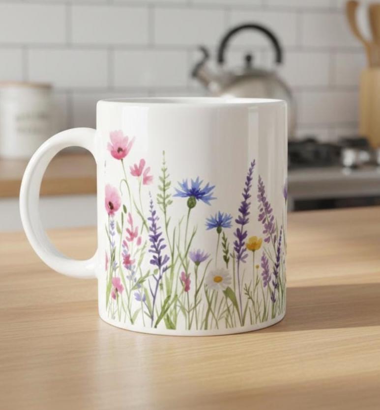 Floral Cups -  Large and Small Ceramic Mugs